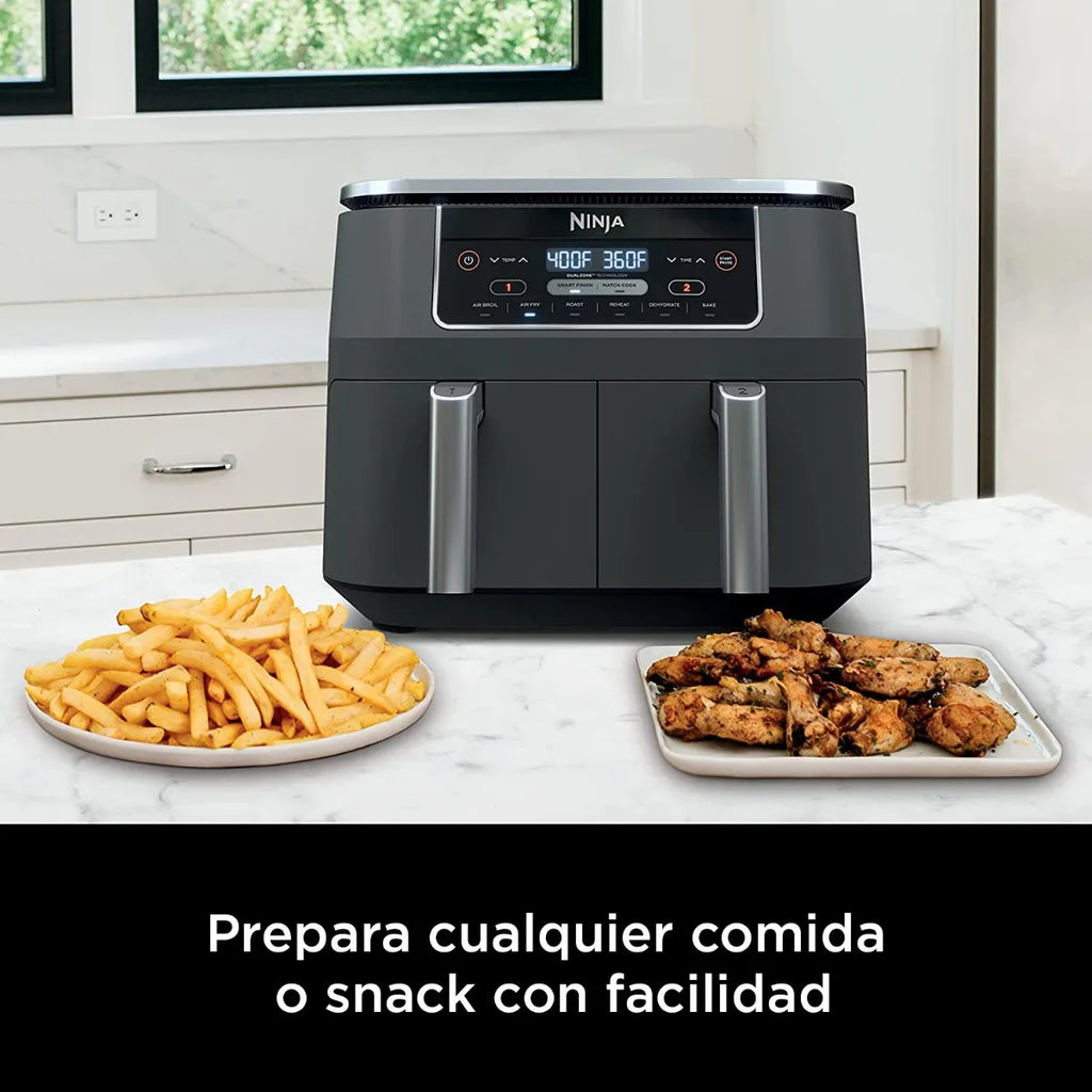 Freidora De Aire 2 Canastas 7.6 Lts Ninja Dz201 Gris Color Gris oscuro