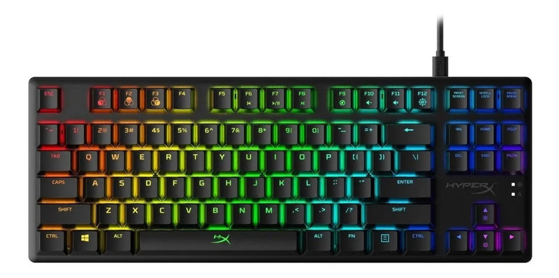 Teclado gamer HyperX Alloy QWERTY Red inglés US color negro con luz RGB