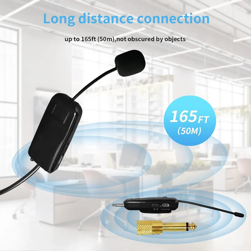 Sistema De Micrófono Inalámbrico 2.4g Portatil /dos Personas Negro