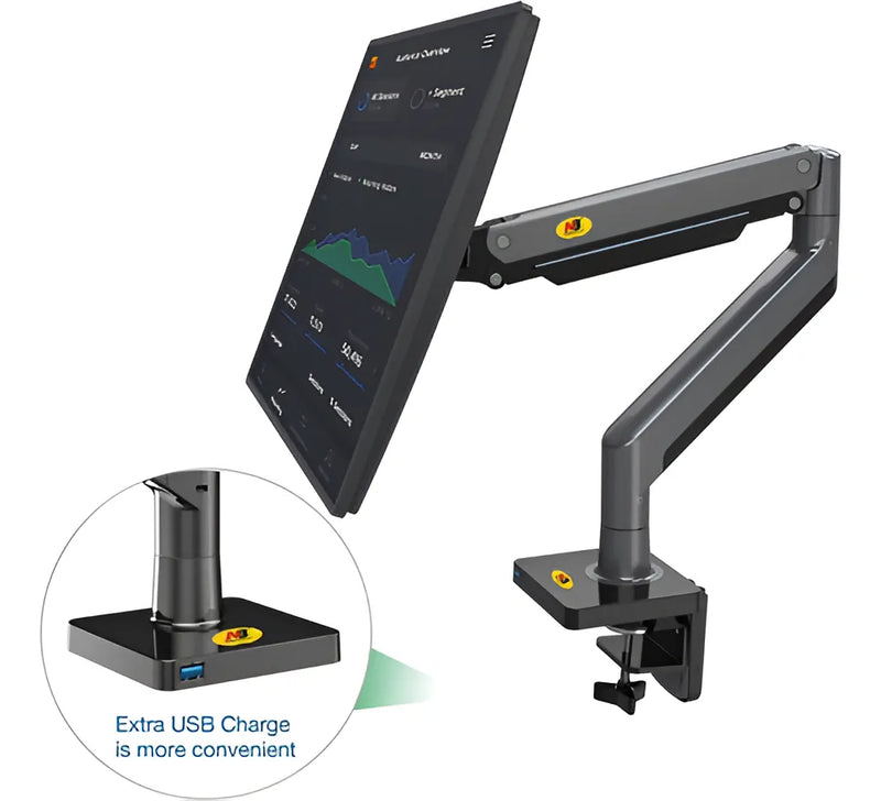 Soporte Flexigas Para Monitores 22 A 40 Nb G45 Usb Color Carbón Mate