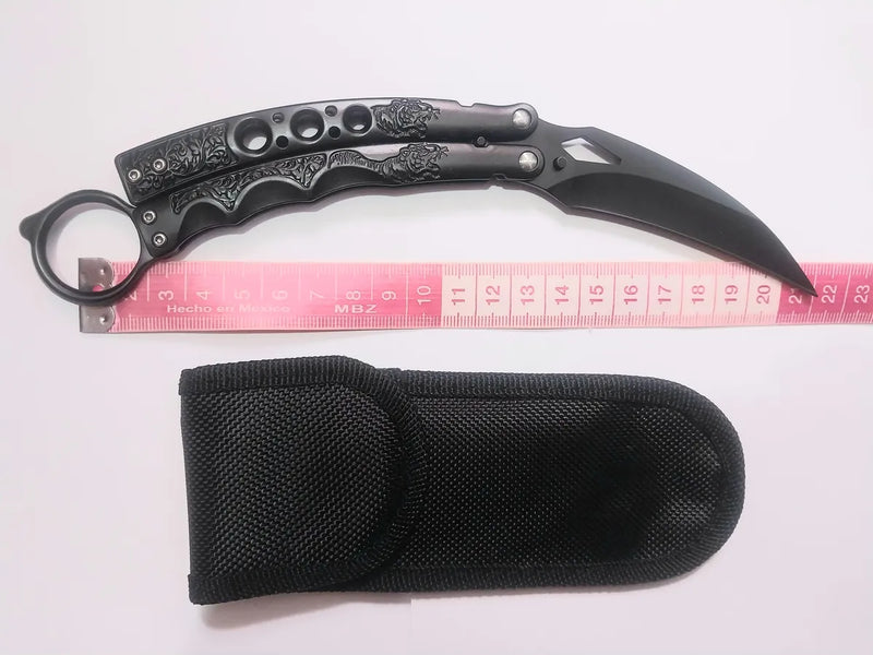 Navaja Cuchillo Mariposa Garra De Tigre Karambit Arte Marcia Opcional
