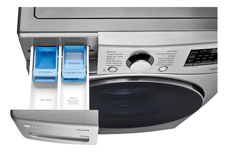 Lavadora Lg Carga Frontal 22 Kg 6 Motion Dd Thinq Plata Plateado