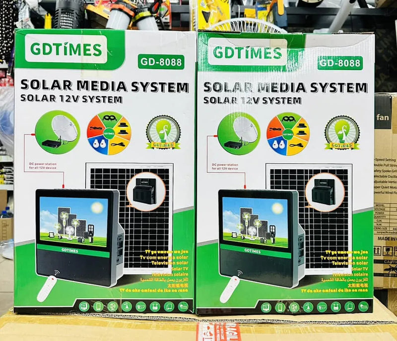 Tv Portatil Con Panel Solar Lamparas Led Bombillos Gd-8088