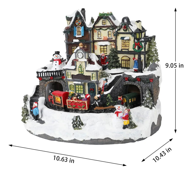 Decoración De Casa De Pueblo Navideño, Luces Led Colo...
