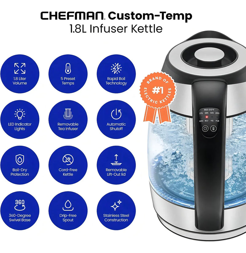 Lava Electrica Chefman Rj11-17-cti-rl 1.8 L Inox