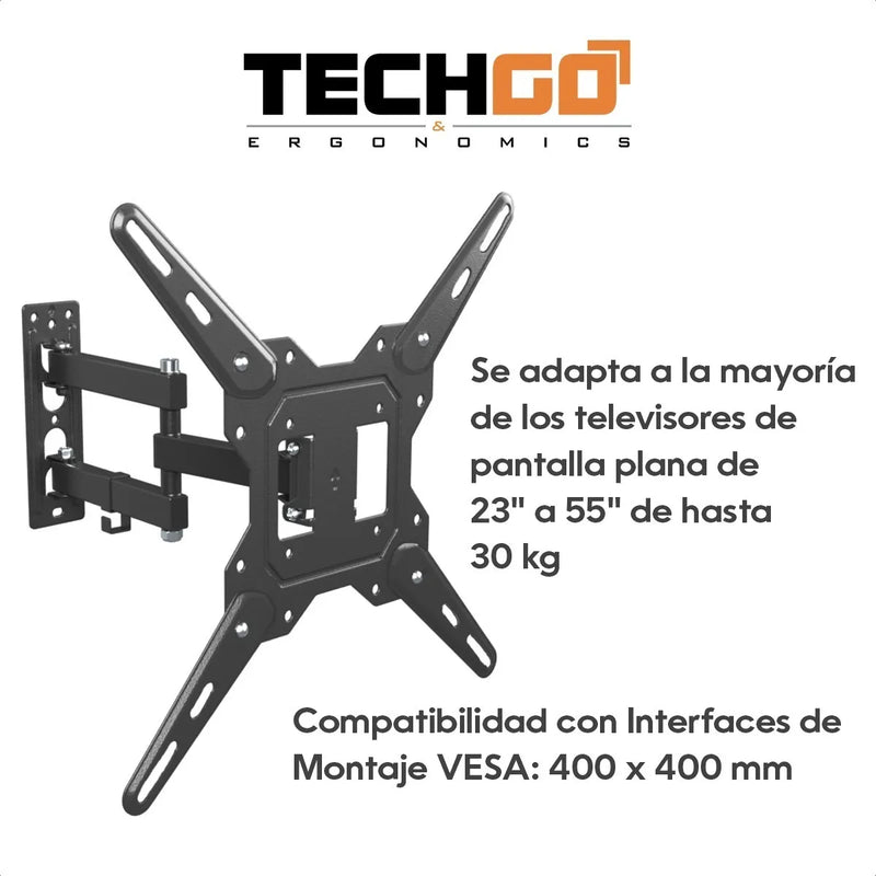 Soporte De Pared Tv/monitor 23''»55''/30kg, Techgo Spb-2206a Negro