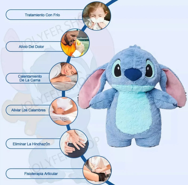 Peluche Stitch Mediano Bolsa Para Cólicos Menstruales Azul Acero