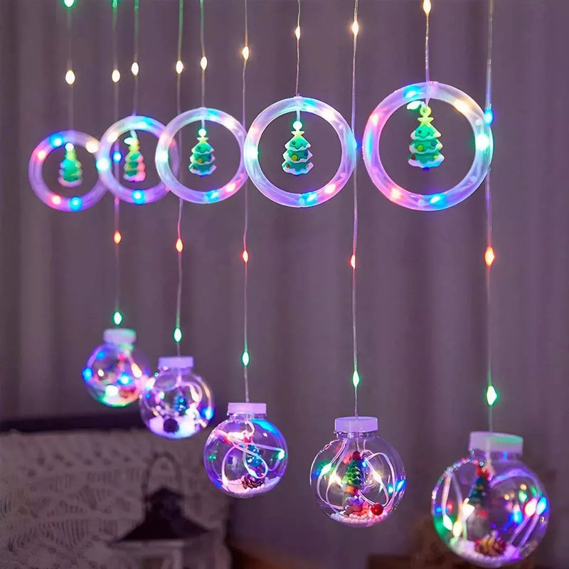 Luces Navideñas Instalación Cortina Guirnaldas Aros Bolas De Multiolor