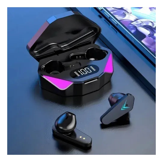 Auriculares Inalámbricos Para Gamers Con Luces Led Tws X15 Negro