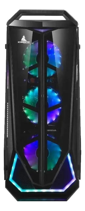 Chasis Gabinete Iceberg Crystal Max - 4 Fans + Tira M-rgb Color Negro