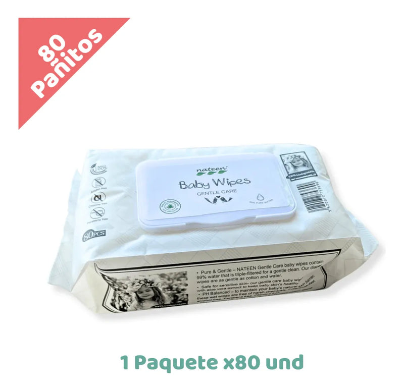 5 Paq. Toallitas Húmedas Nateen Baby Wipes X80und Para Bebé