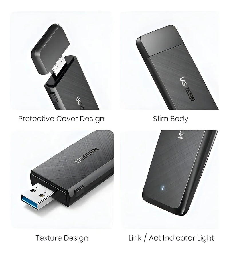 Adaptador Wifi USB 1300 Mbps inalámbrico de 5 GHz de doble banda Ugreen