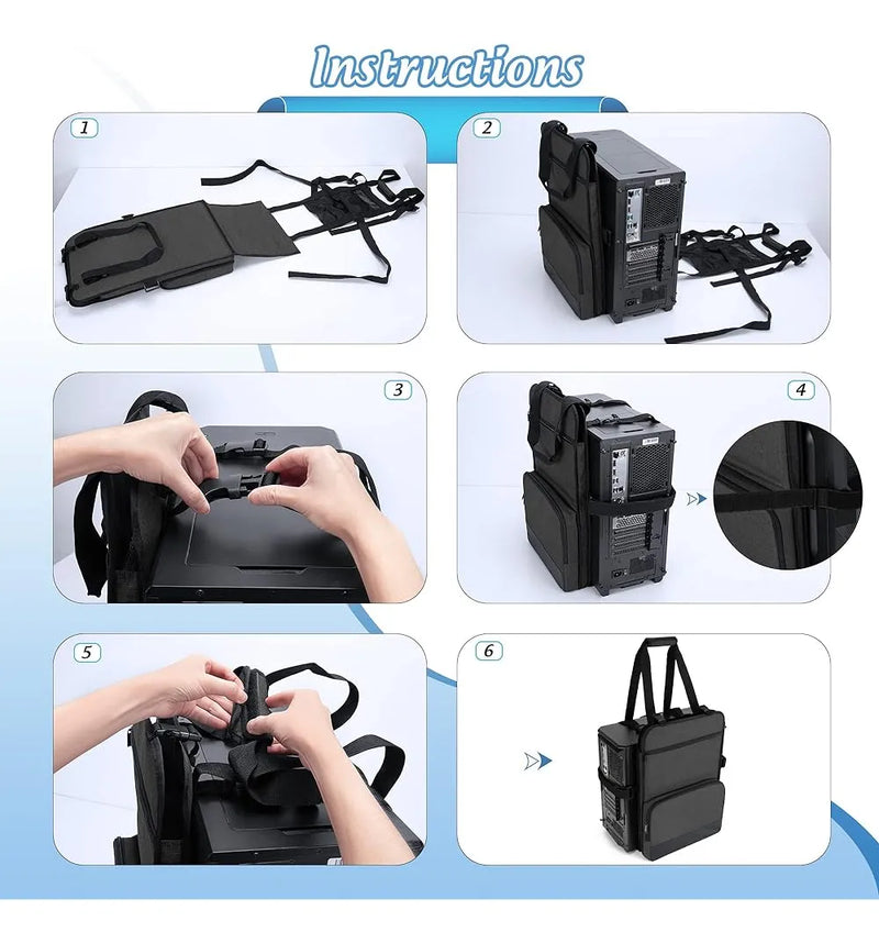 Trunab Pc Tower Correa De Transporte Con Asa, Estuche De Tra Black-2