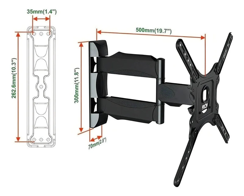 Base Soporte Tv Pared 3 Brazos Ajustable 32 A 55 Pulgadas Color Negro