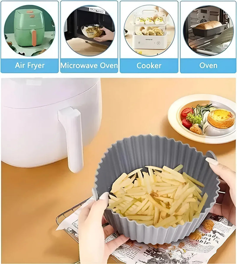Canastilla De Silicona Freidora Aire Air Fryer Reutilizable Gris