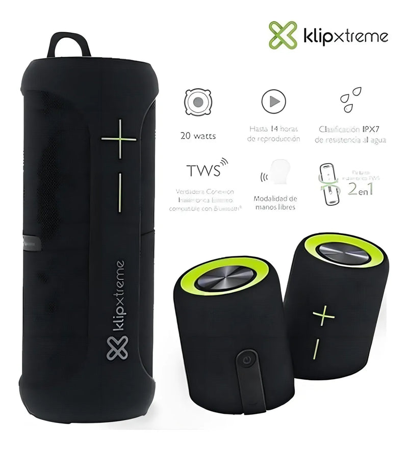 Parlante Portatil Klip Xtreme Vibe360 2-en-1 20w Bt Ipx7 Tws