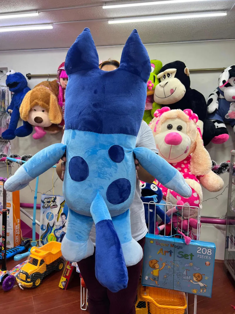 Bluey Peluche Gigante De 80cm Más 3 Globos Perfumadito Azul Marino