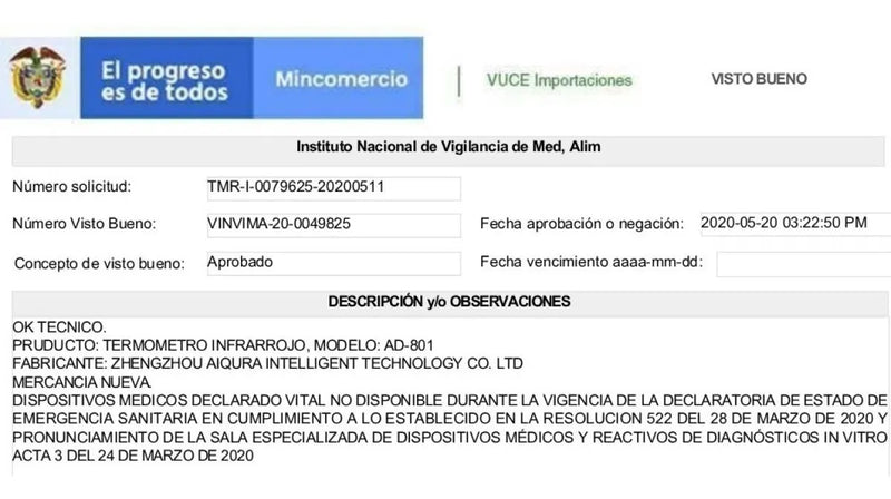 Termómetro Infrarrojo Digital 3bumen, Reg. Invima / Envío Ya