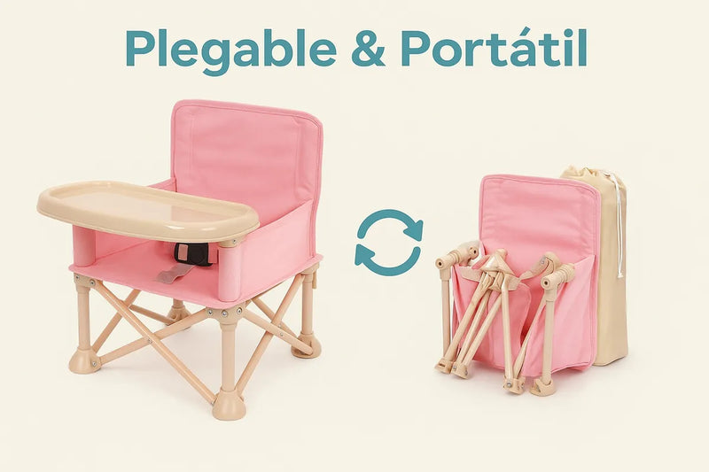 Silla Plegable Para Bebe Portatil Con Bandeja - Comedor Silla Bebe Rosa