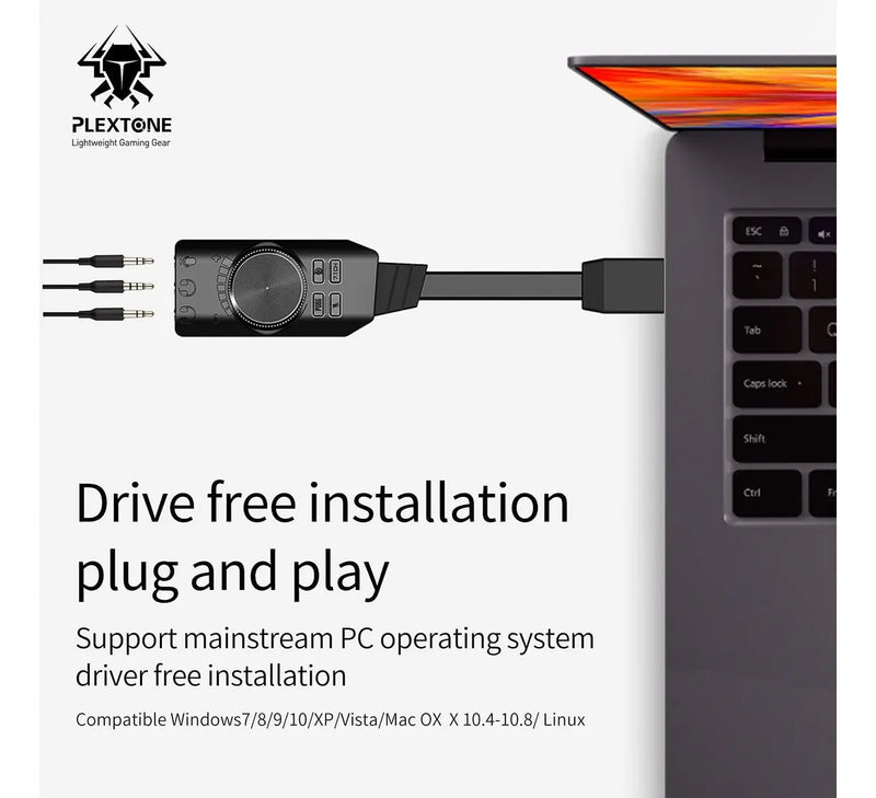 Tarjeta De Sonido Gamer Usb De 7.1 Control Vol Gs3 Mark Ii