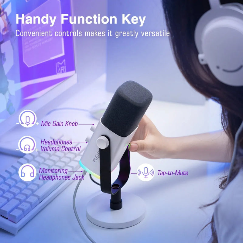 Micrófono Fifine XLR AM8 Dinámico Cardioide color blanco