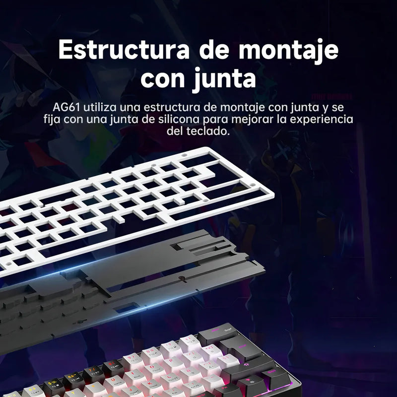 Teclado Gamer Mecánico Zifriend Ag61 Español Black Switches Retroiluminado Rainbow 62 Teclas 60% Compacto Interruptores Intercambiables En Caliente Hot Swap