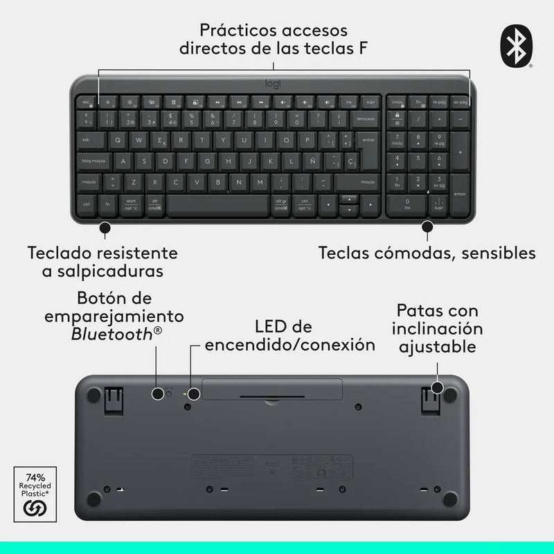 Teclado Inalámbrico Bluetooth Logitech K250 Negro