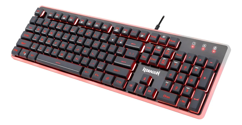Teclado Redragon Dyaus QWERTY Membrana español latinoamérica color negro con luz de 7 colores