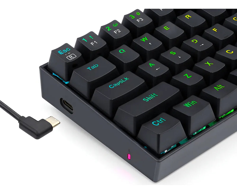 Teclado Dragonborn K630 Qwerty Red Negro Con Luz Rgb Españo Idioma Español Latinoamérica Color Del Teclado Negro