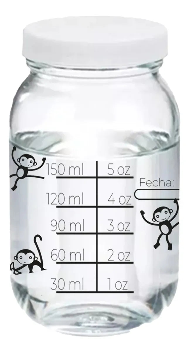 12 Frascos Envase Vidrio Medido Almacenar Leche Materna 8 Oz