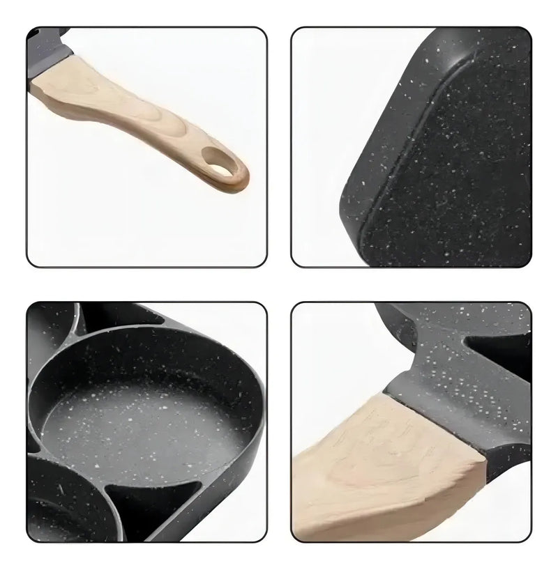 Sarten Ceramica 4 Puestos En 1 Antiadherente Color Negro
