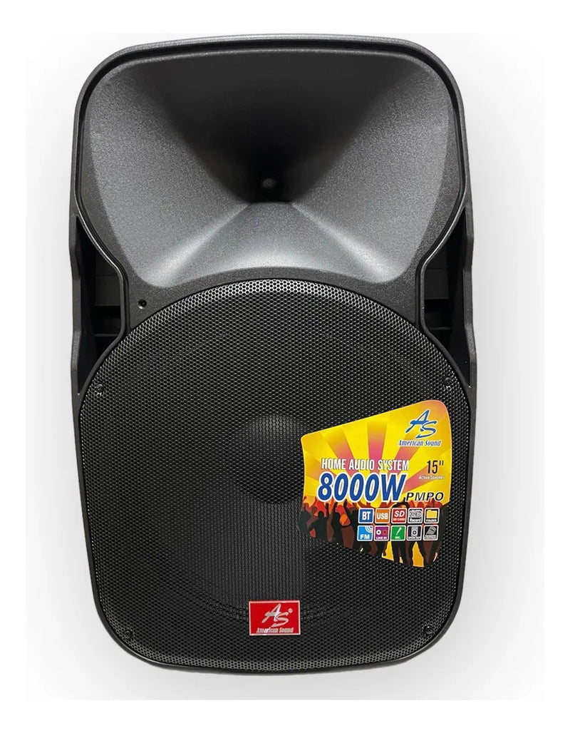 Parlante Activo American Sound 15 + Base Y Mic 8000w Negro