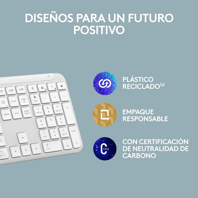 Logitech Signature Slim K950, Teclado Bluetooth / Bolt, Wht Teclado Blanco Idioma Español Latinoamérica