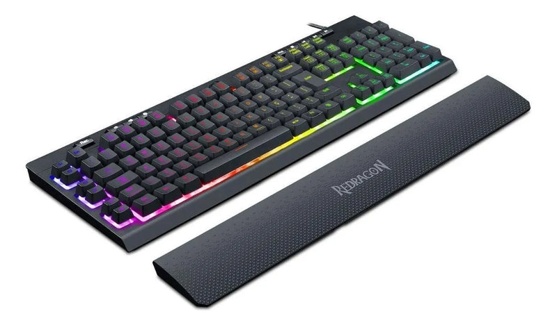 Teclado Gamer Redragon Shiva K512 RGB QWERTY Español Latinoamérica Color Negro con Luz RGB