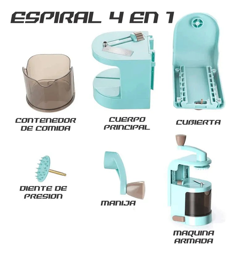 Cortador Vegetales Espiral Rallador Verdura Spaguetti 4 En 1