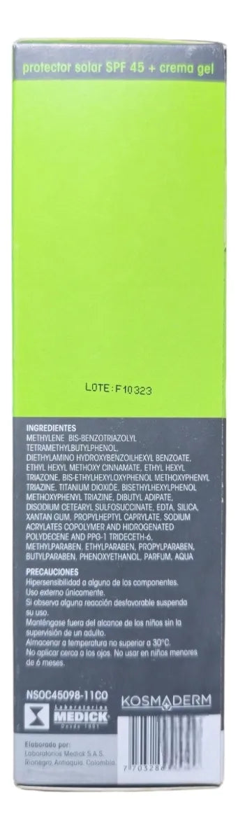 Protector Solar Spf 45 - Crema Gel - 100g Kosmaderm