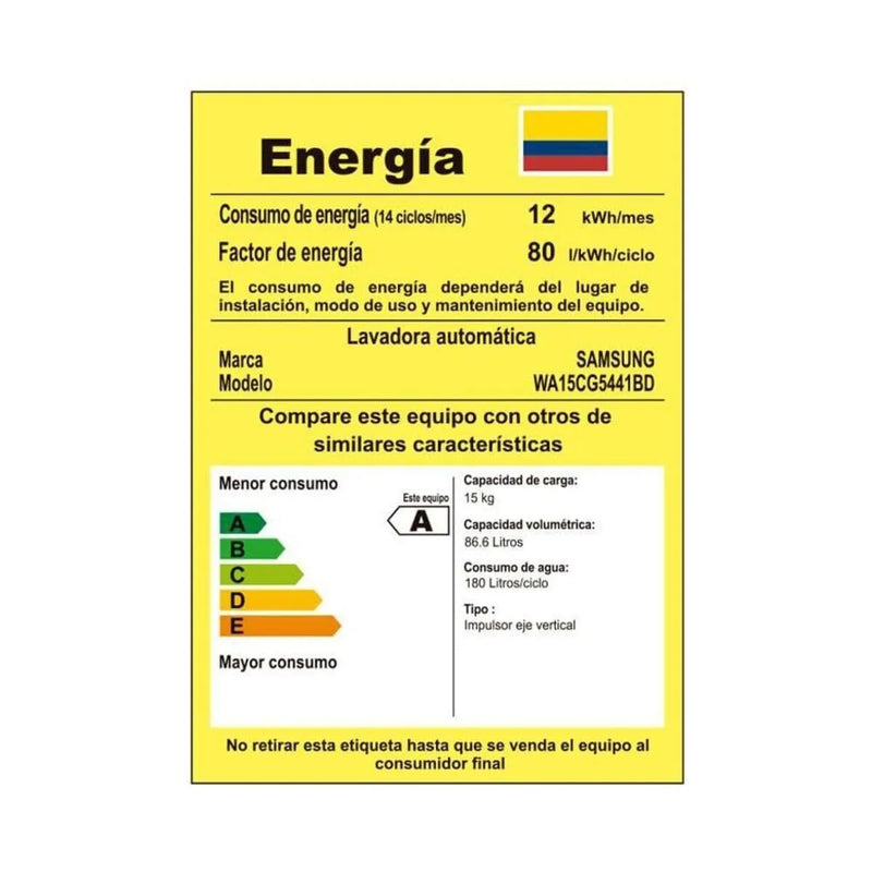 Lavadora Samsung Wa15cg5441bd/co 15kg Ecobubble Color Gris Gris