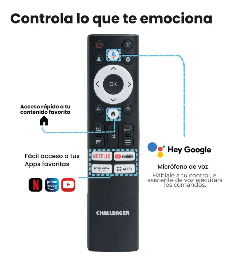 Televisor 43 Pulgadas Challenger 43tg79 Google Tv T2