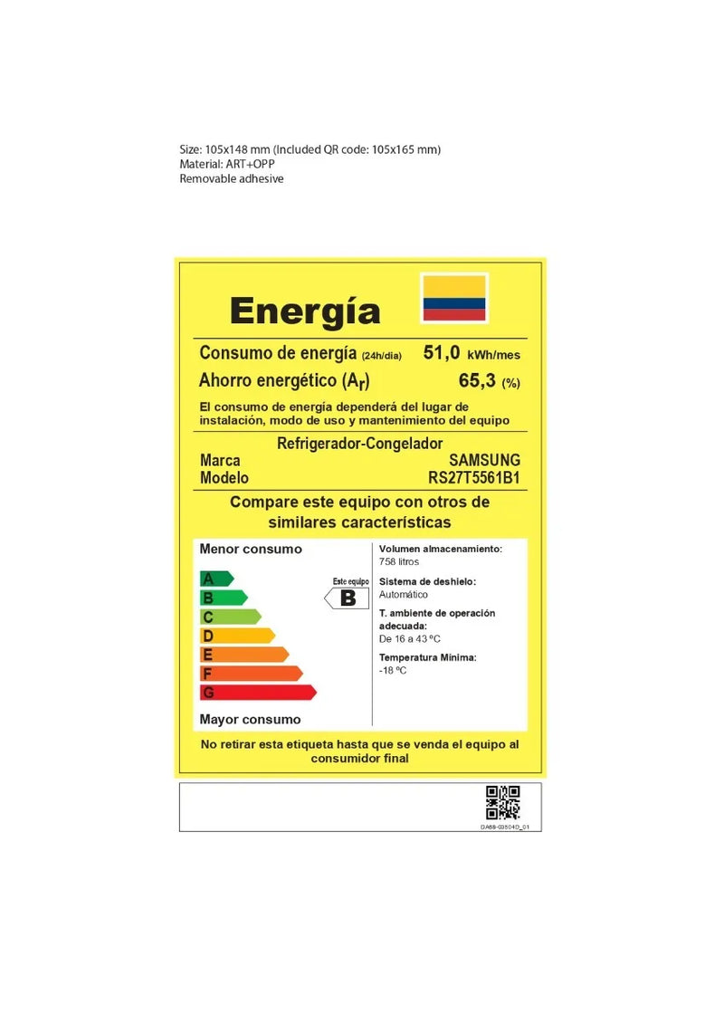 Nevecón Samsung Side By Side 758 Litros Rs27t5561b1/co Negro Black Doi