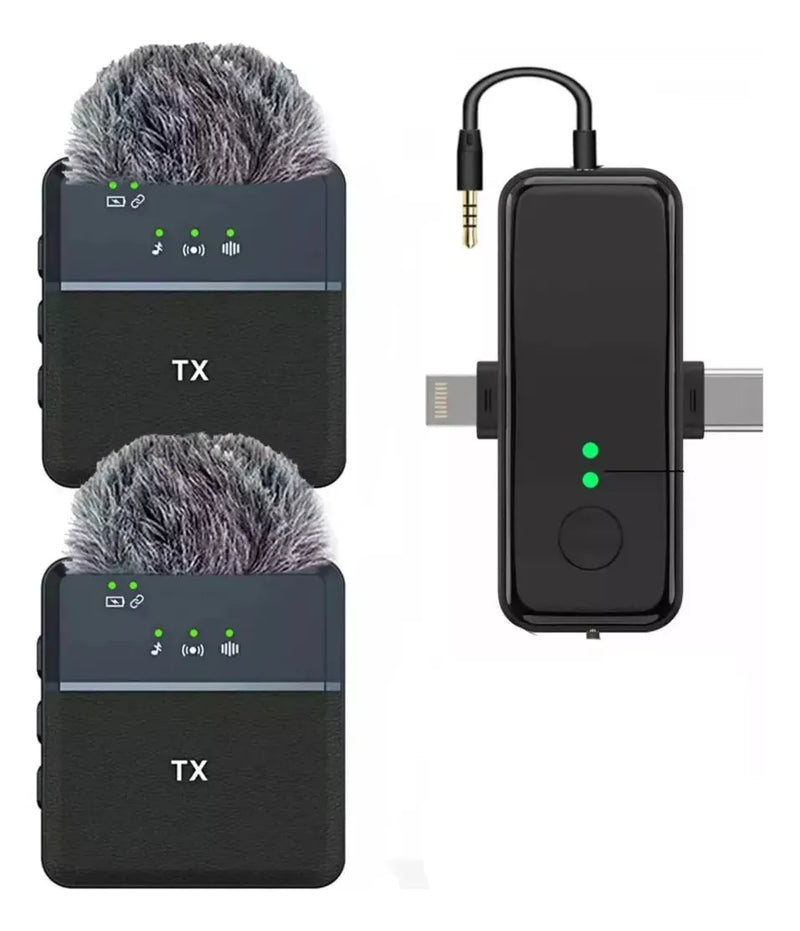 Microfono Sx31 De Solapa Inalambrico Para Celular Tipo C I Negro