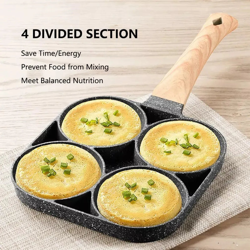 Sarten Antiadherente+ Brochas Mini 4 Puestos Huevos Arepas Silver