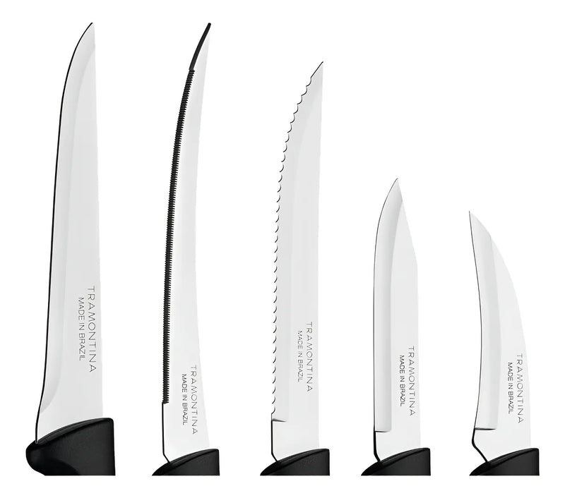 Cuchillos Tramontina Acero Inox Y Polipropileno Negro 9 Pzas