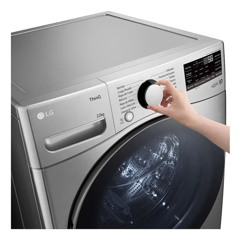 Lavadora Lg Carga Frontal 22 Kg 6 Motion Dd Thinq Plata Plateado