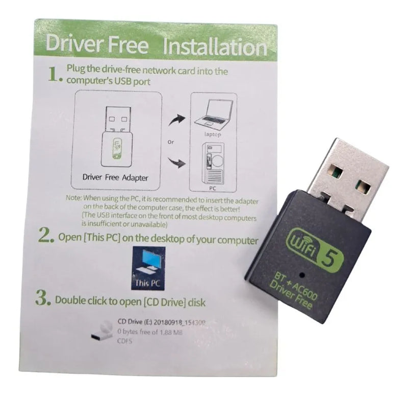 Adaptador Bluetooth Y Red Wi-fi Dual 2.4 Y 5g Bt 4.2 A 600