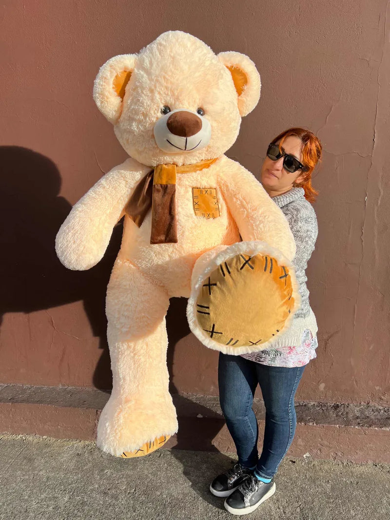 Oso De Peluche Gigante Metro Y Medio 1,50 +moño + 5 Globos Mantequilla