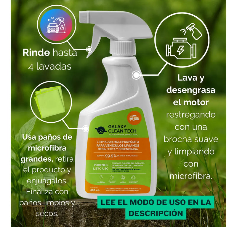 Lavado En Seco Automotriz Biodegradable Galaxy Clean 500ml