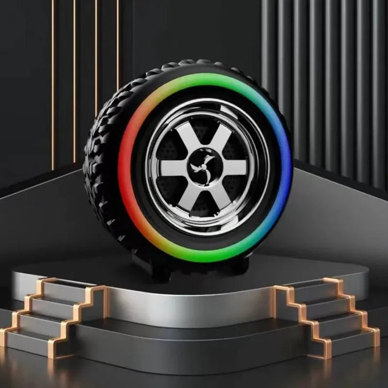 Parlante Bluetooth Llanta Celular Computador Radio Luces Rgb Negro