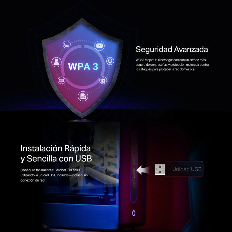 Adaptador Wifi 7 Pcie Be9300 + Bt 5.4 Tp-link Archer Tbe550e