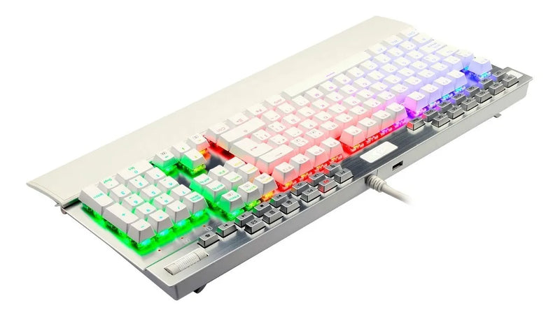 Teclado Redragon Yama QWERTY Outemu Purple español latinoamérica color blanco con luz RGB