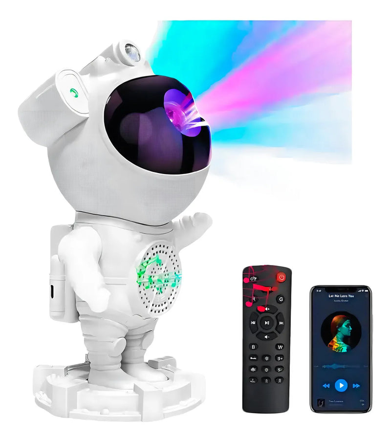 Parlante Bluetooth Proyector de galaxia Astronauta Color Blanco